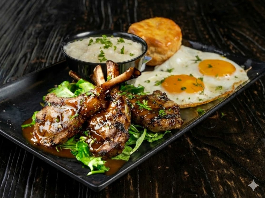 LAMB CHOPS & EGGS